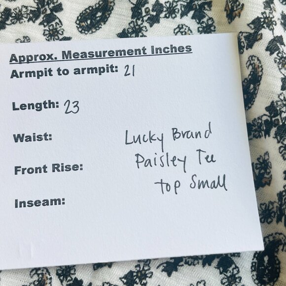 Lucky Brand Paislet Tee Top Small - Picture 4 of 5